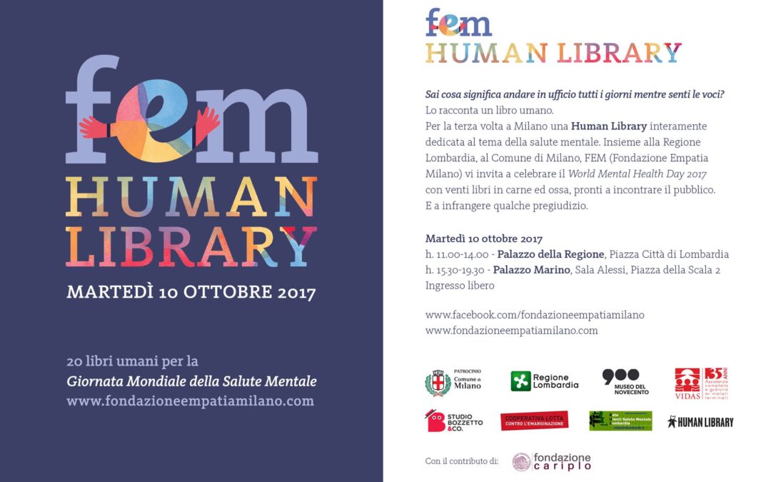 Fem HL 2017 – Human Library sulla salute mentale in Sala Alessi, Palazzo Marino e in Regione Lombardia 